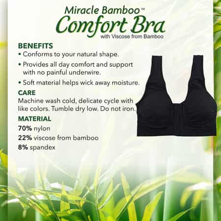 Miracle Bamboo Beyond Comfort Bra Set of 3 Front Closure Bras - Black, Beige and White - Size M image number 2