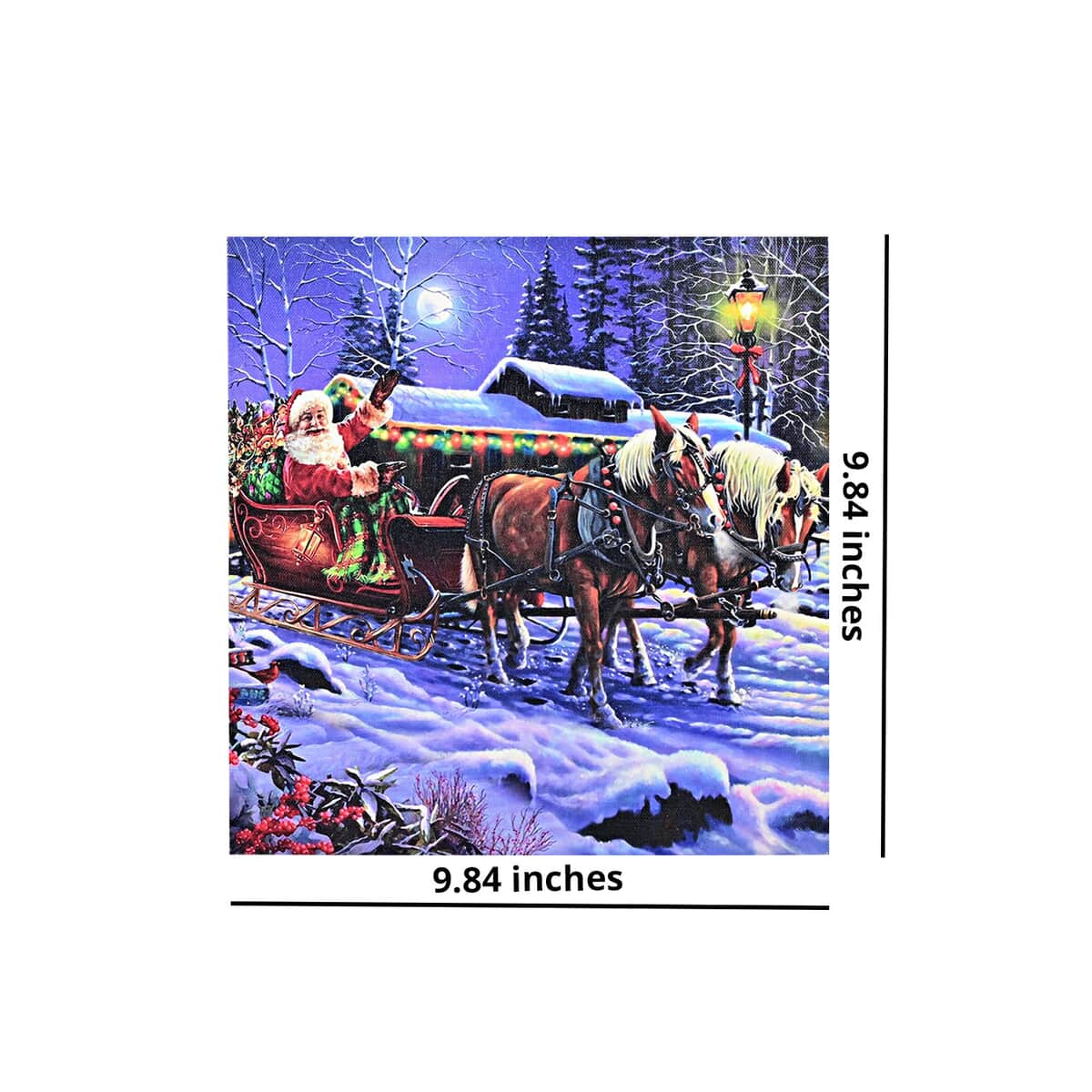 Multi Color Canvas 3-LED Santa and Sleigh Christmas Painting (2xAA Battery Not Included) image number 3