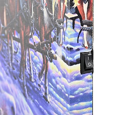 Multi Color Canvas 3-LED Santa and Sleigh Christmas Painting (2xAA Battery Not Included)