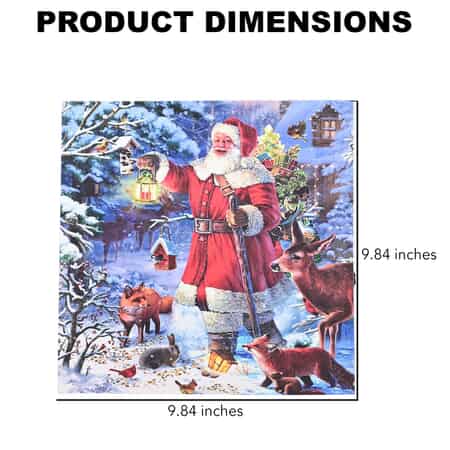 Multi Color Canvas 3-LED Santa Holding Lantern Christmas Painting (2xAA Battery Not Included) image number 3
