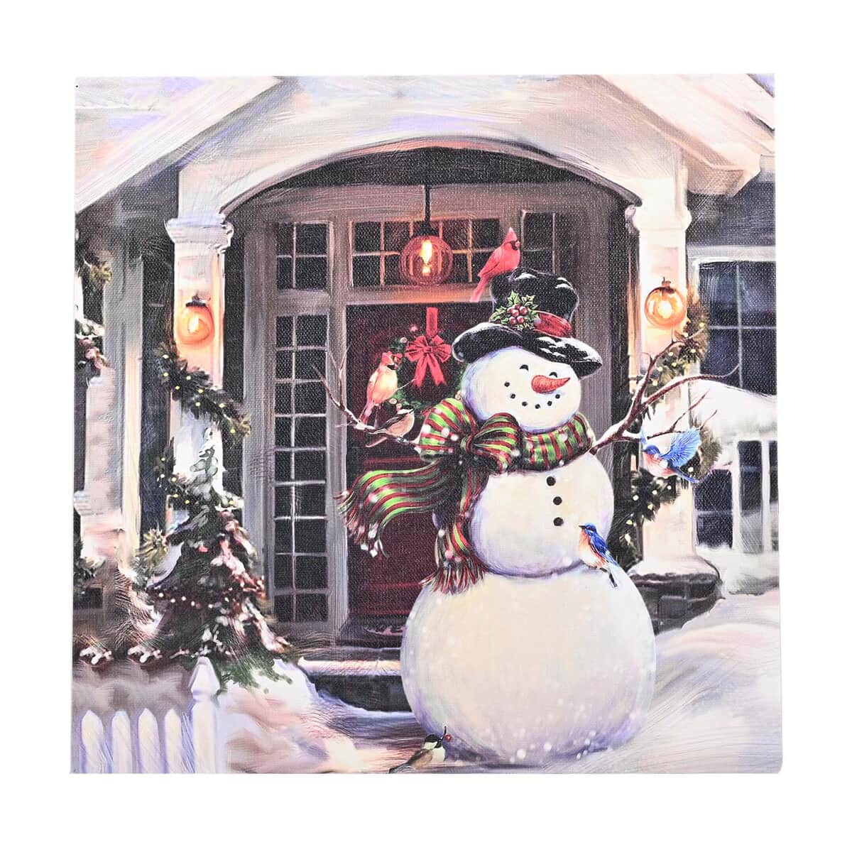 Multi Color Canvas 3-LED Snowman Christmas Painting (2xAA Battery Not Included) image number 0
