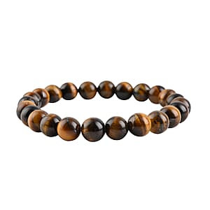 Yellow Tiger's Eye Beaded Stretch Bracelet 102.00 ctw