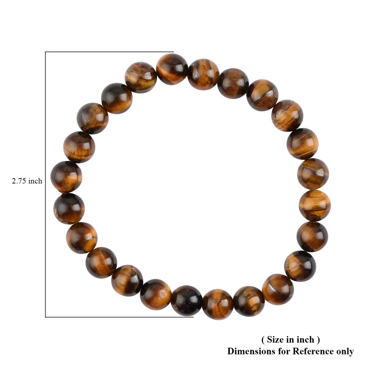 Yellow Tiger's Eye Beaded Stretch Bracelet 102.00 ctw image number 2