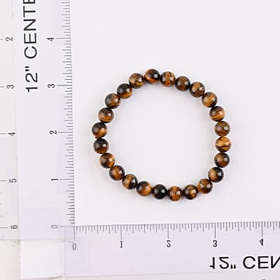 Yellow Tiger's Eye Beaded Stretch Bracelet 102.00 ctw