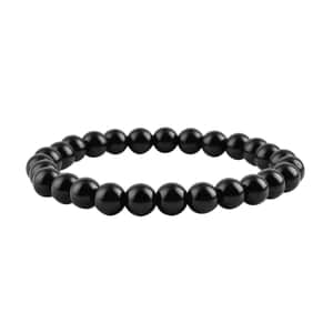 Black Agate Beaded Stretch Bracelet 86.50 ctw