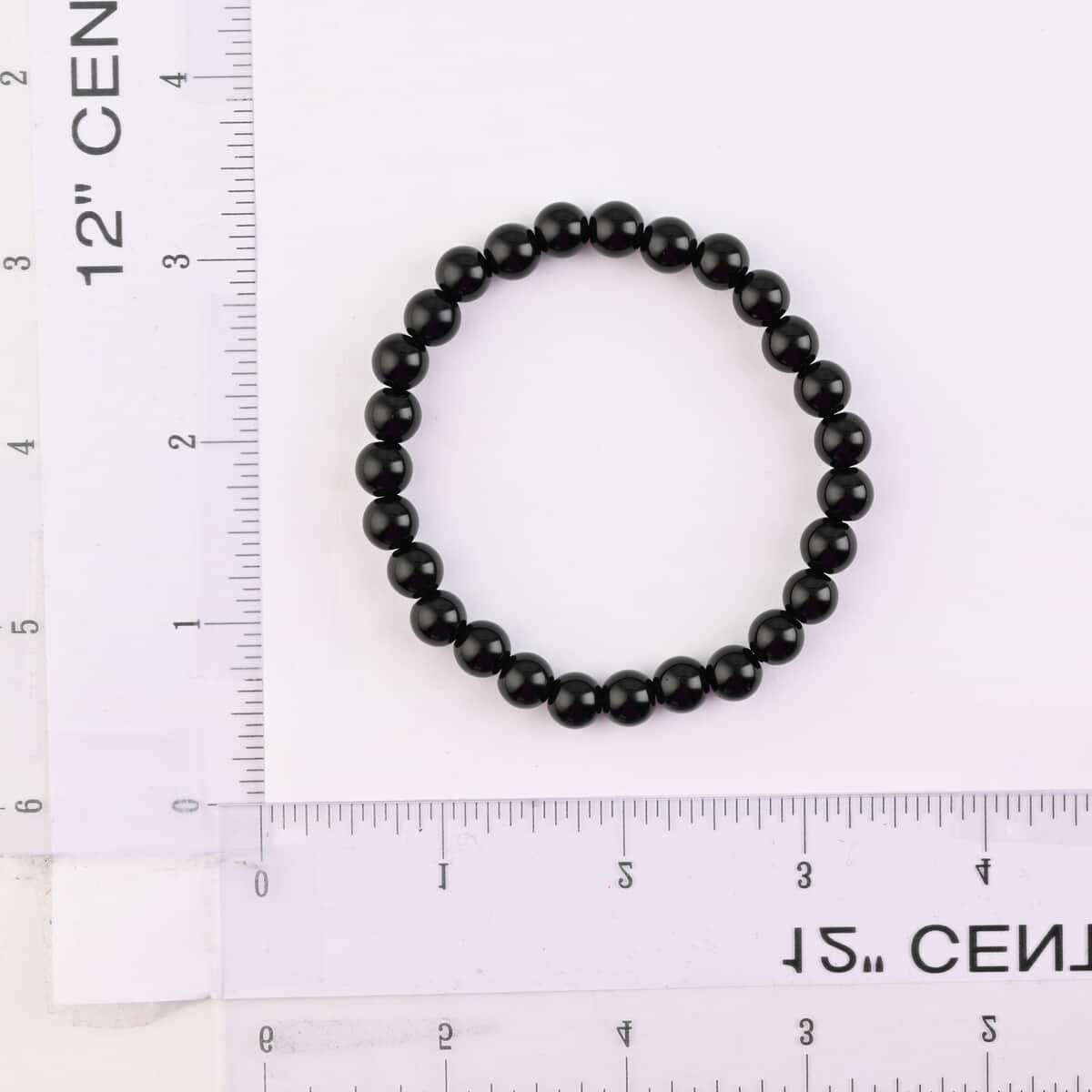 Black Agate Beaded Stretch Bracelet 86.50 ctw image number 3