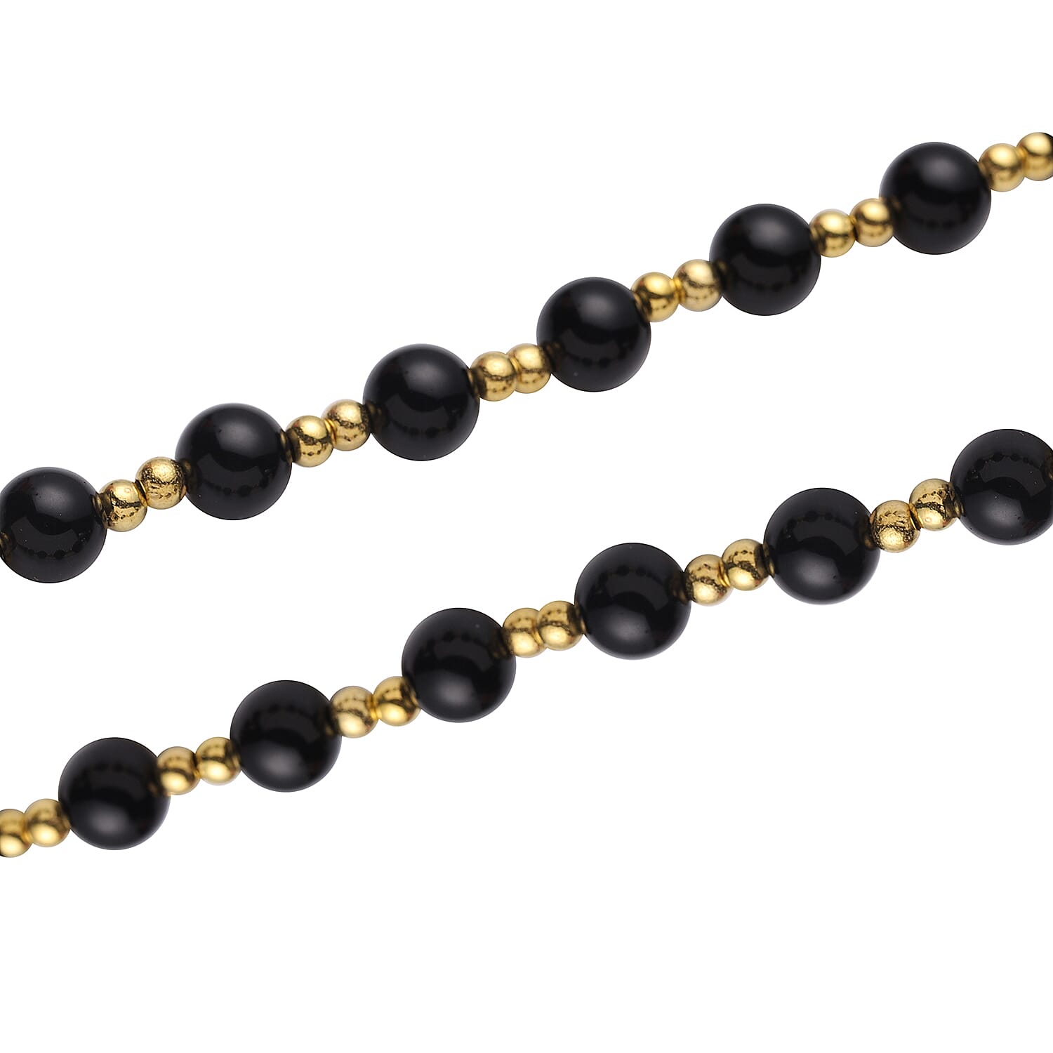Feng Shui Black Obsidian Beaded with Pi Xiu Pendant Necklace 18 Inches in Goldtone 90.50 ctw