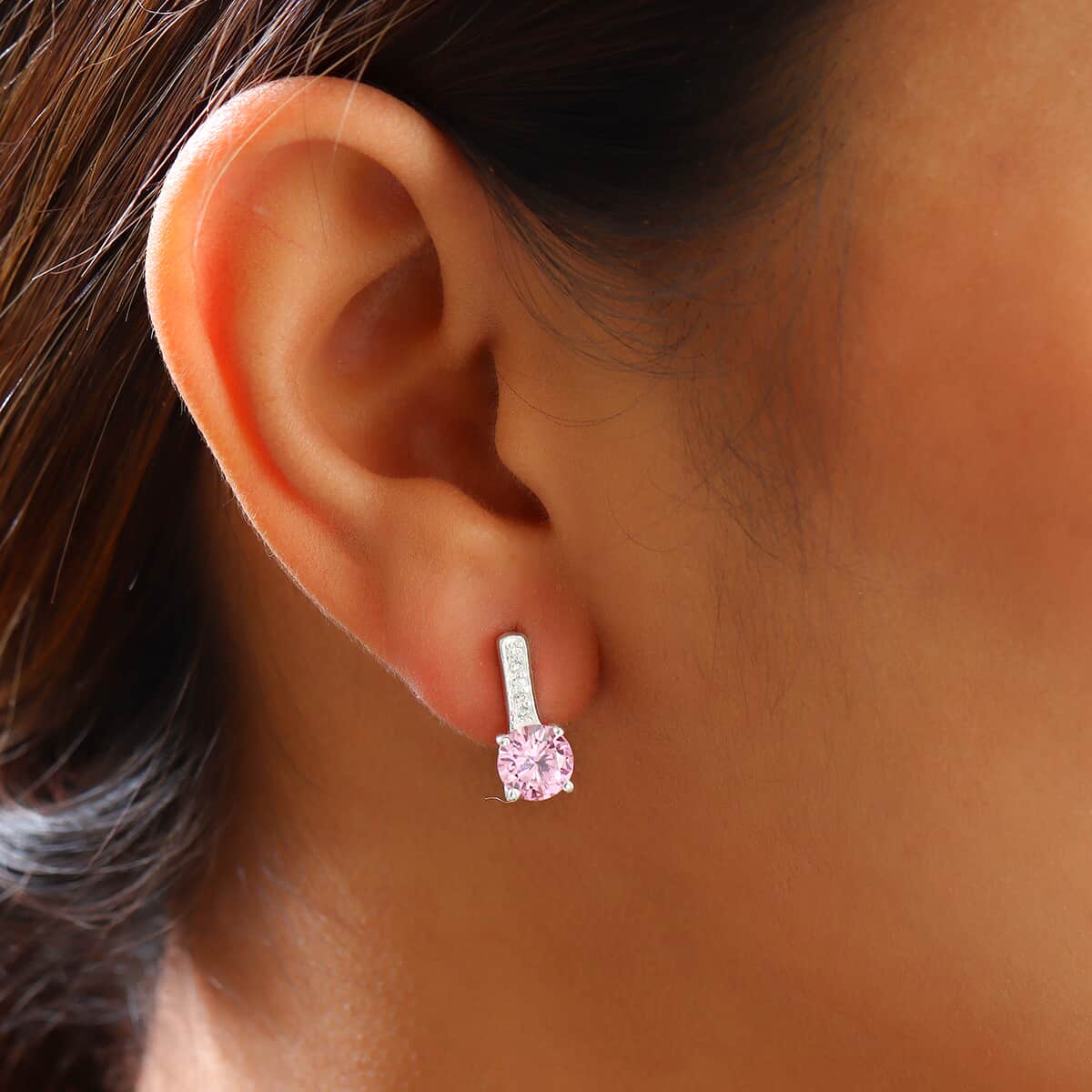 Because of You, Merry Christmas Jewelry Gift Set with Simulated Pink and White Diamond Stud Earrings in Sterling Silver 3.75 ctw image number 3