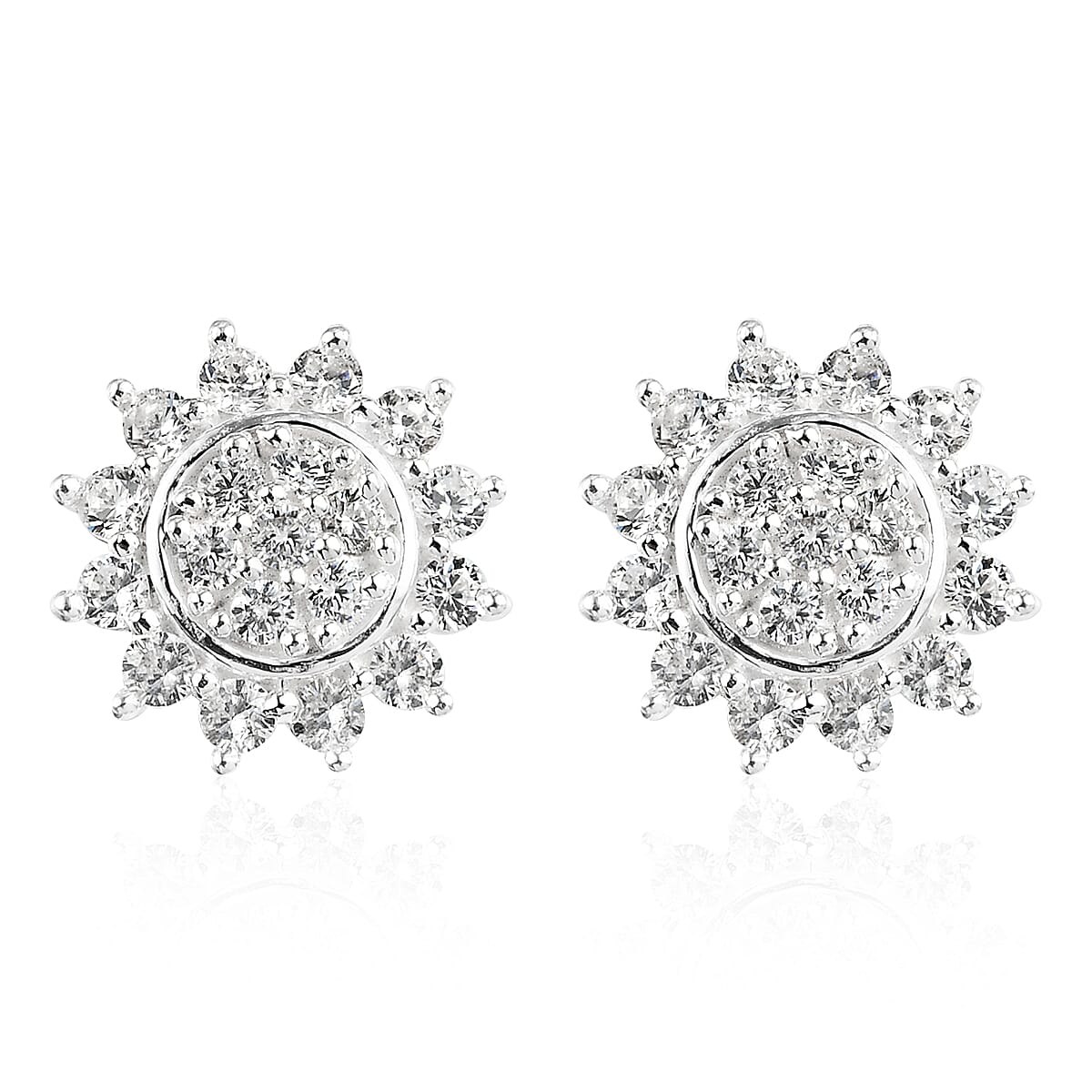 Merry Christmas Jewelry Gift Set with Simulated Diamond Floral Snowflake Stud Earrings in Sterling Silver 2.15 ctw image number 1