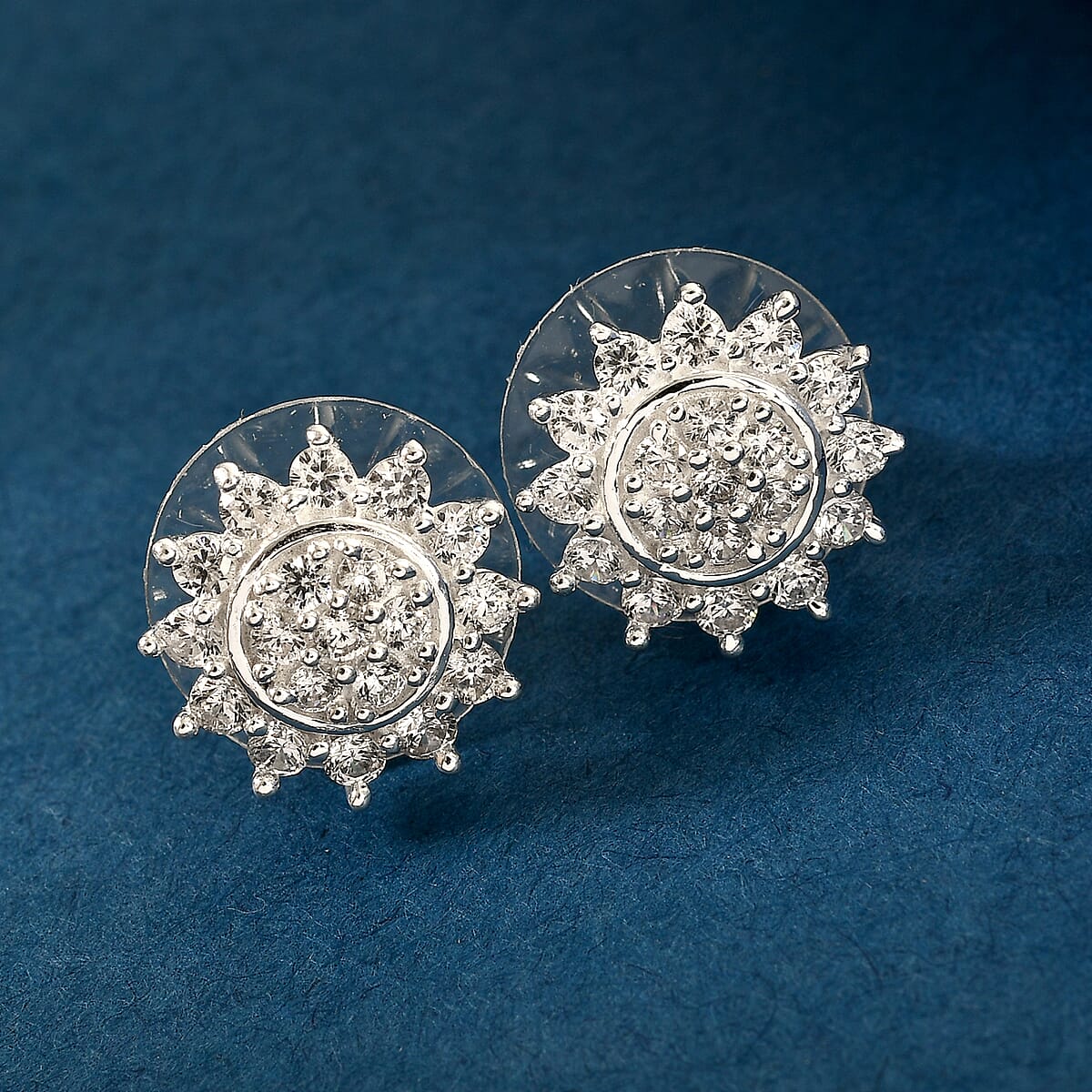 Merry Christmas Jewelry Gift Set with Simulated Diamond Floral Snowflake Stud Earrings in Sterling Silver 2.15 ctw image number 2