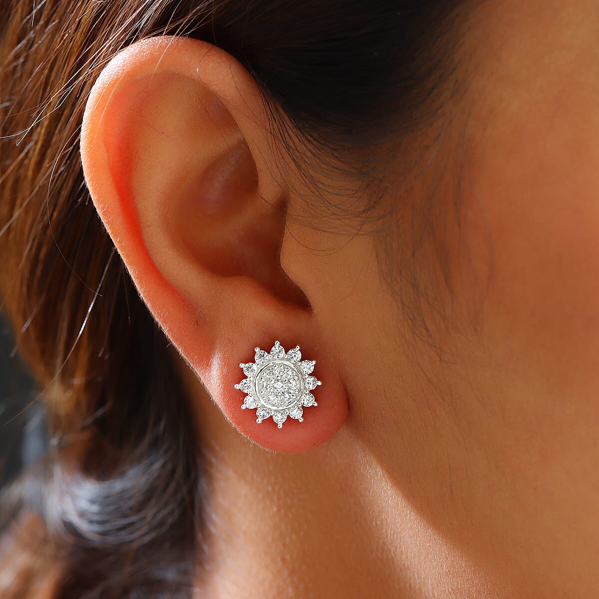 Merry Christmas Jewelry Gift Set with Simulated Diamond Floral Snowflake Stud Earrings in Sterling Silver 2.15 ctw image number 3