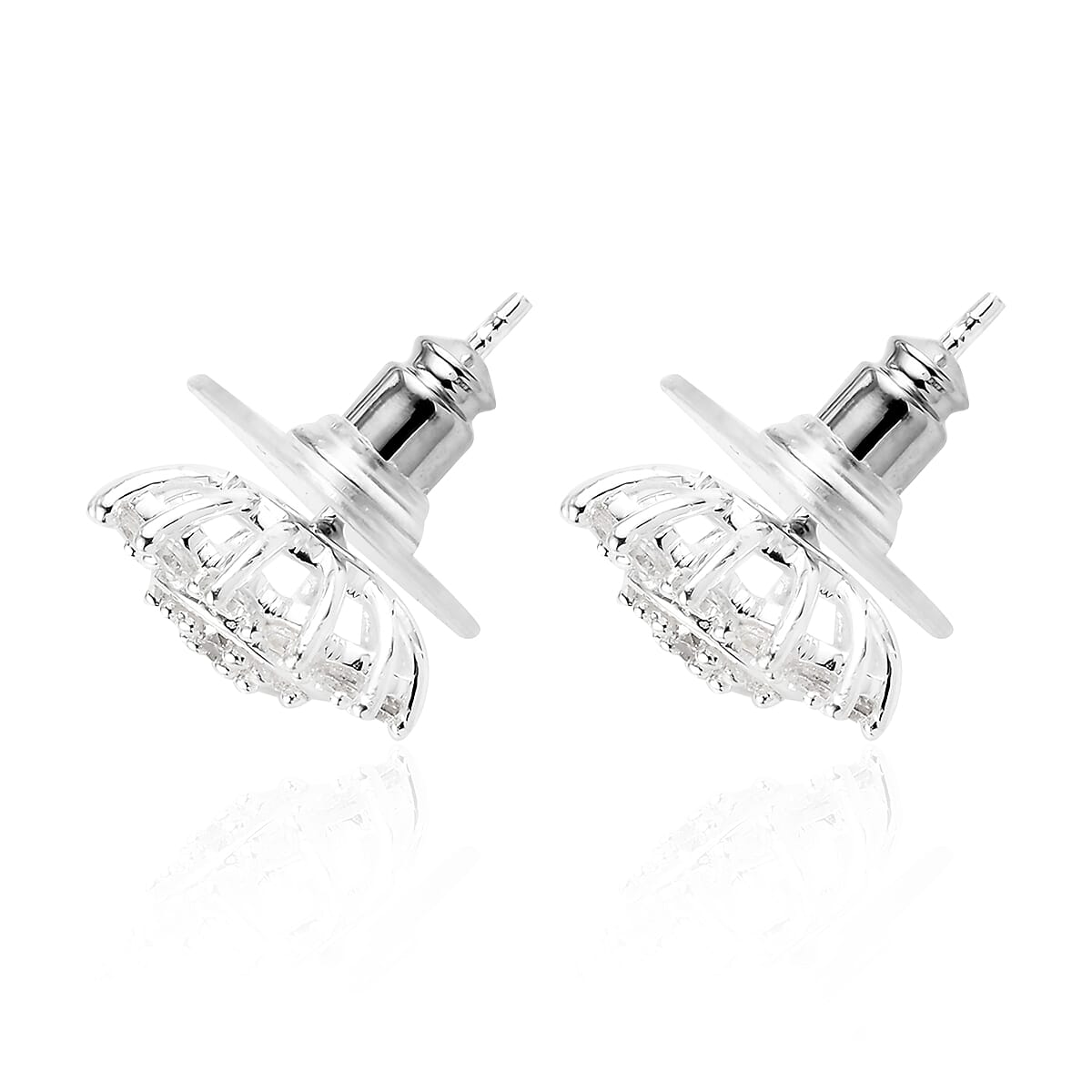 Merry Christmas Jewelry Gift Set with Simulated Diamond Floral Snowflake Stud Earrings in Sterling Silver 2.15 ctw image number 4
