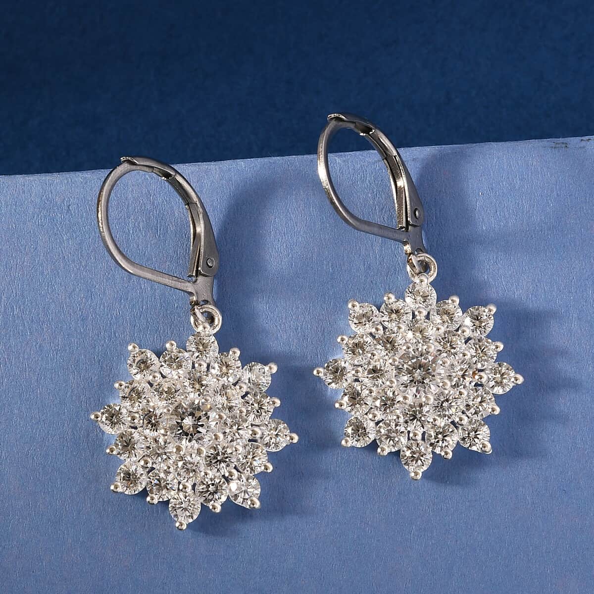 Tis The Season to Sparkle Jewelry Gift Set with Simulated Diamond Dangling Starburst Earrings in Sterling Silver and Stainless Steel 6.50 ctw image number 2
