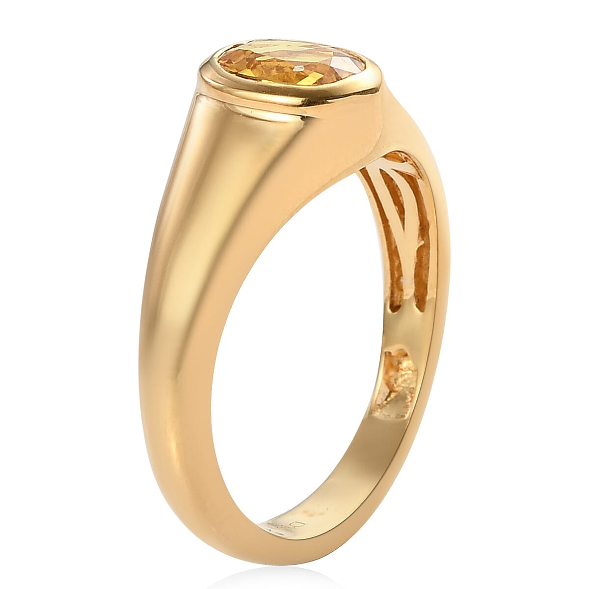 Yellow Sapphire Men's Ring in Vermeil Yellow Gold Over Sterling Silver (Size 6.0) 1.00 ctw image number 2
