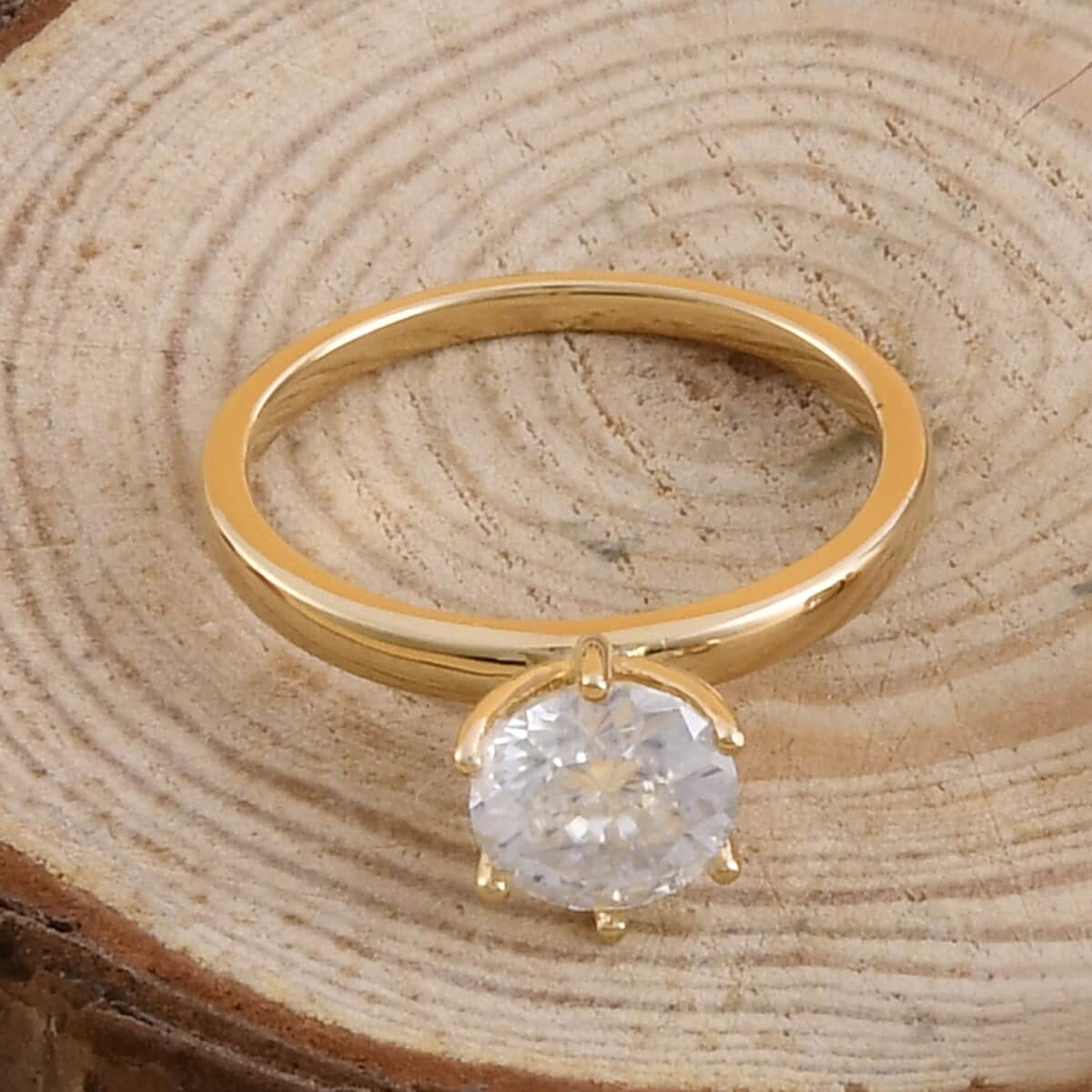 LUXORO 10K Yellow Gold Shield Cut Moissanite Solitaire Ring 2.30 Grams 1.60 ctw image number 1