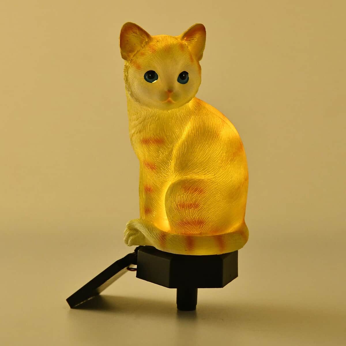 Yellow Solar Cat Garden Stake LED Light image number 1