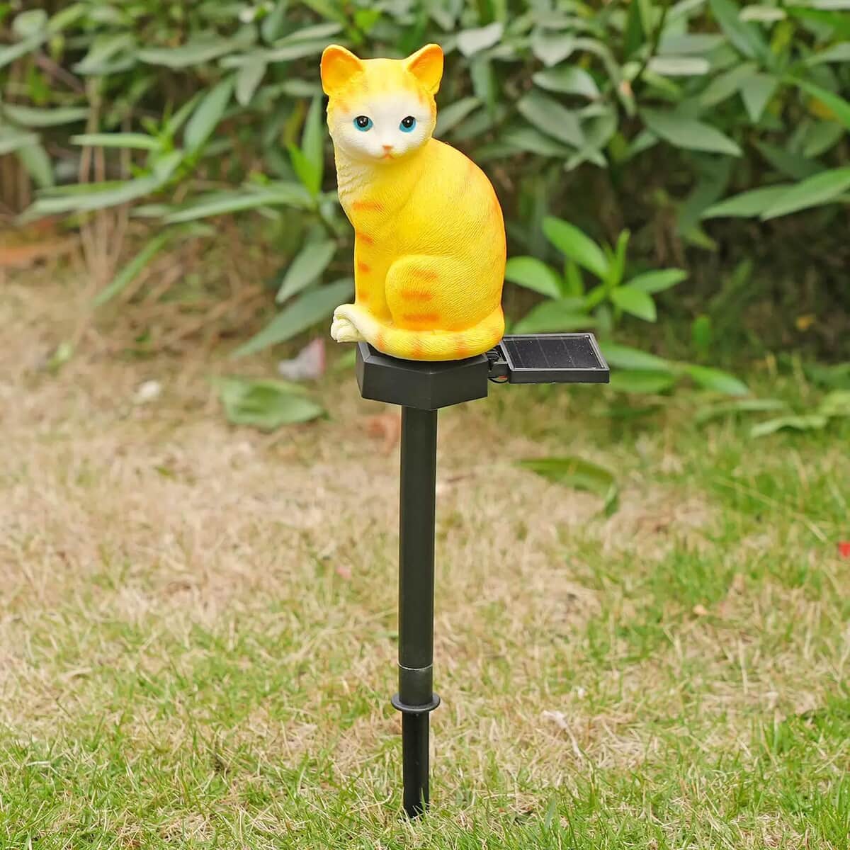 Yellow Solar Cat Garden Stake LED Light image number 2