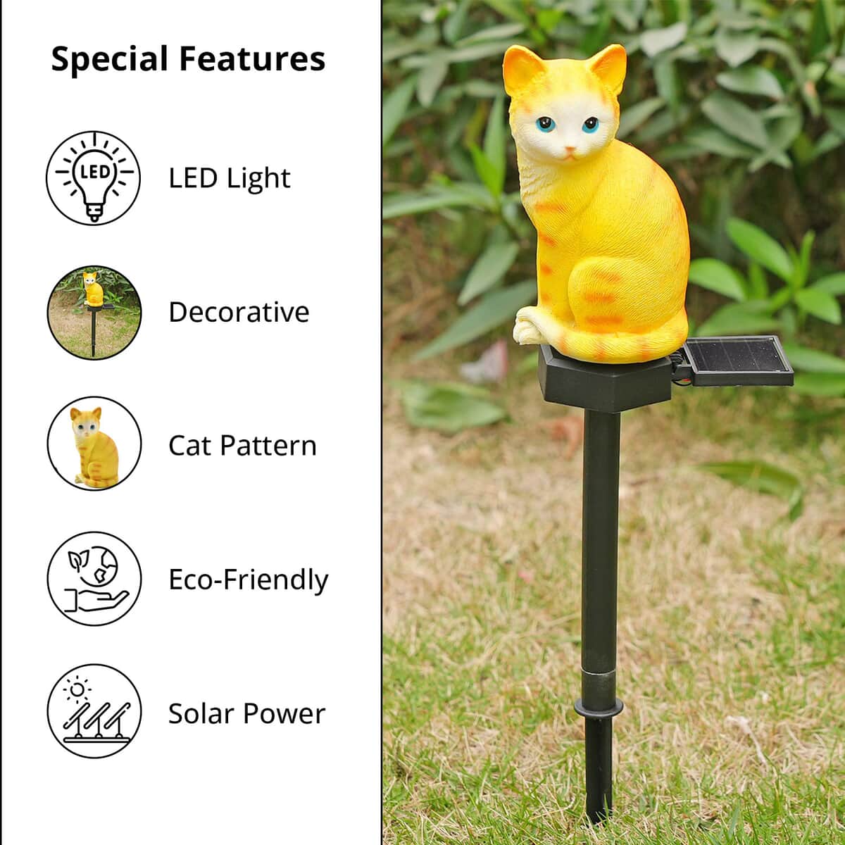 Yellow Solar Cat Garden Stake LED Light image number 3
