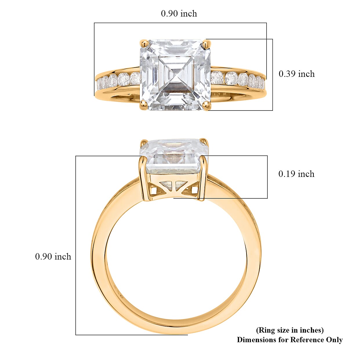 Asscher Cut Moissanite Ring in Vermeil Yellow Gold Over Sterling Silver 4.10 ctw image number 5