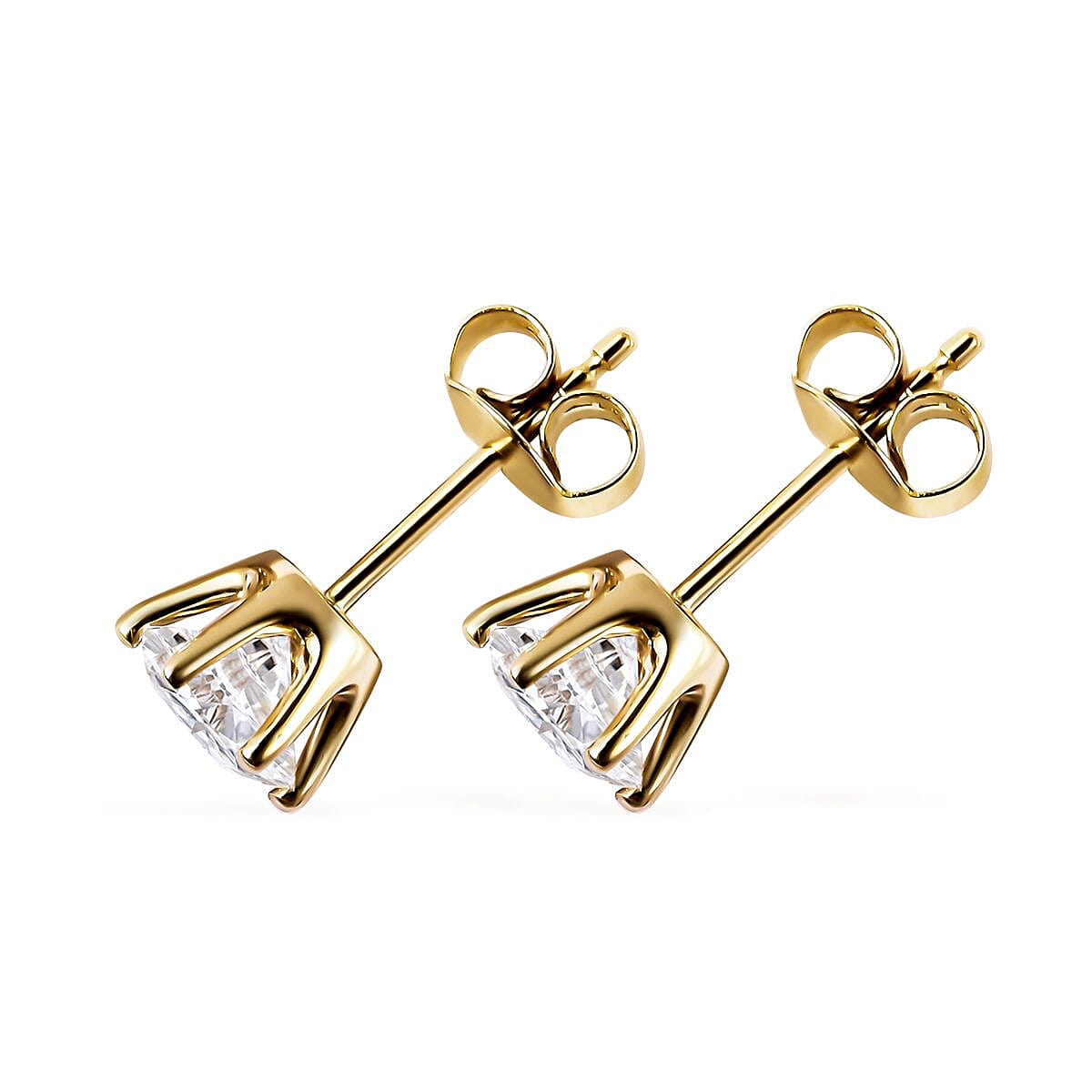 Luxoro 10K Yellow Gold Shield Cut Moissanite Solitaire Stud Earrings 1.60 ctw image number 3