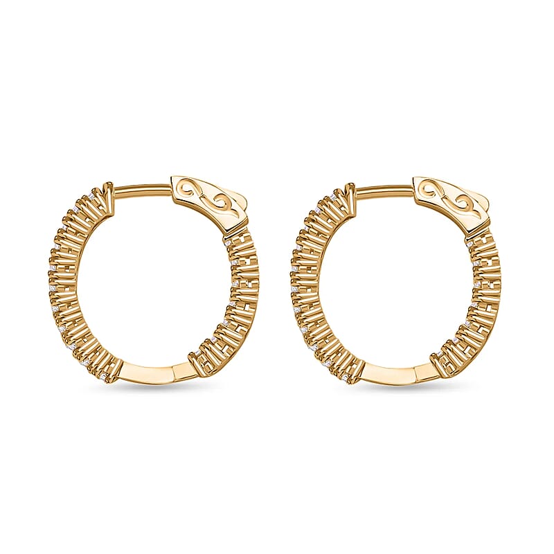 Moissanite Earrings in Vermeil YG Over Sterling Silver, Inside-Out Hoops, Silver Hoops, Anniversary Gifts For Her (7.25 g) 1.50 ctw
