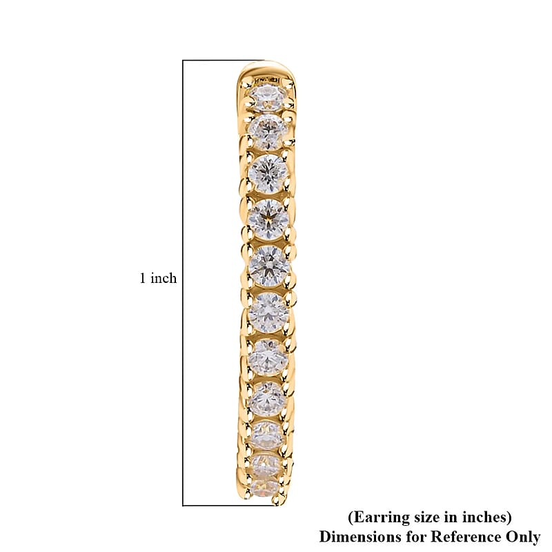 Moissanite Earrings in Vermeil YG Over Sterling Silver, Inside-Out Hoops, Silver Hoops, Anniversary Gifts For Her (7.25 g) 1.50 ctw