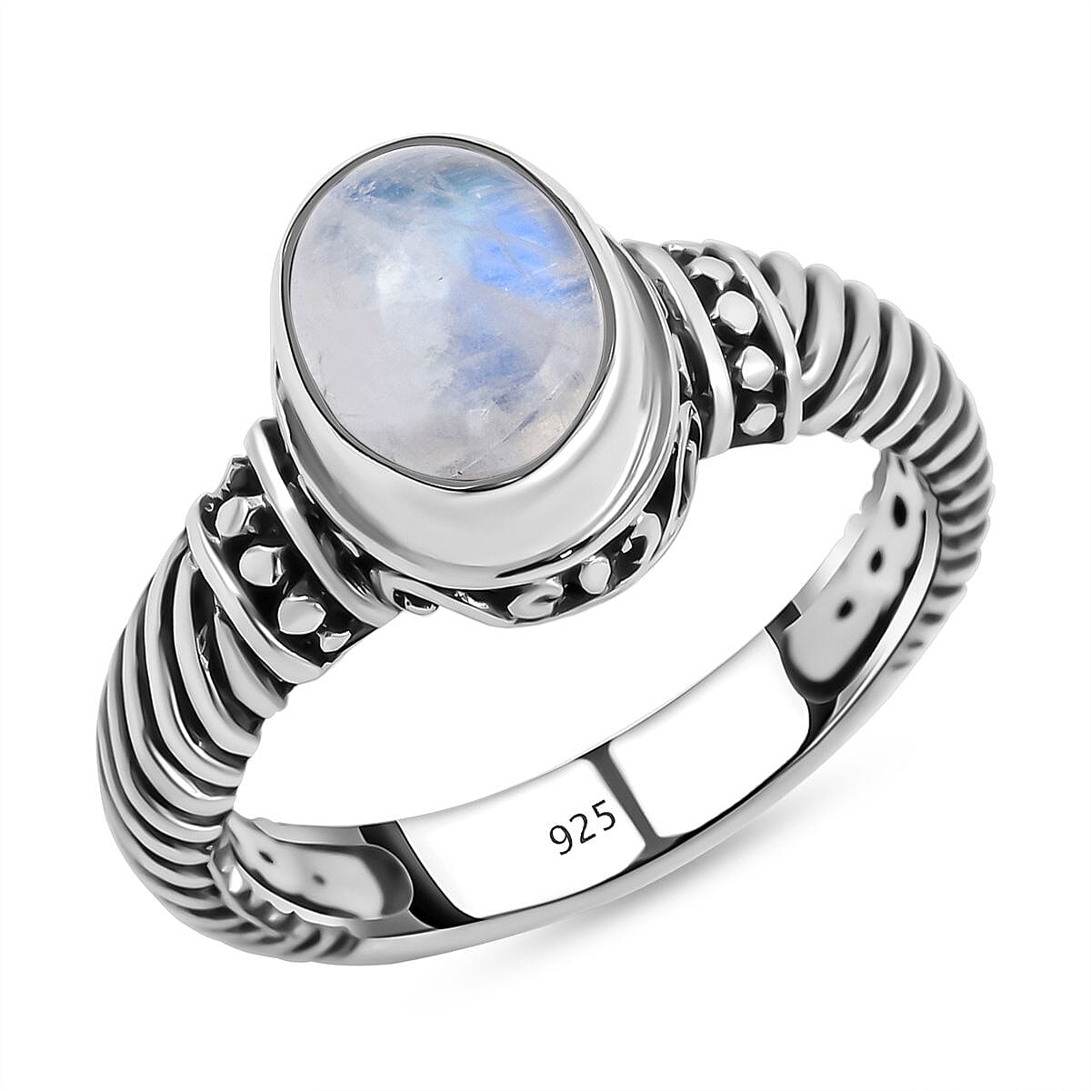 Rainbow Moonstone 2.25 ctw Ring in Sterling Silver (Size 5.5)