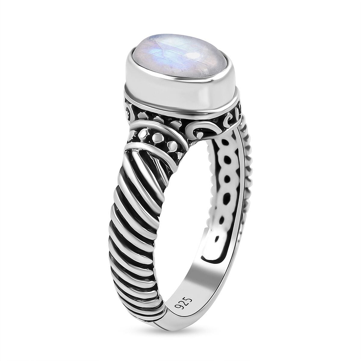 Rainbow Moonstone 2.25 ctw Ring in Sterling Silver (Size 5.5)