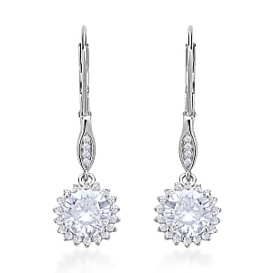 Shield Cut Moissanite Sunburst Earrings in Rhodium Over Sterling Silver 3.00 ctw