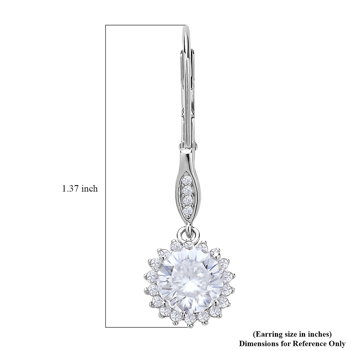 Shield Cut Moissanite Sunburst Earrings in Rhodium Over Sterling Silver 3.00 ctw image number 4