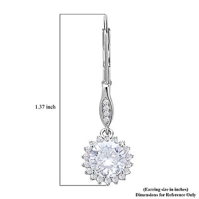 Shield Cut Moissanite Sunburst Earrings in Rhodium Over Sterling Silver 3.00 ctw