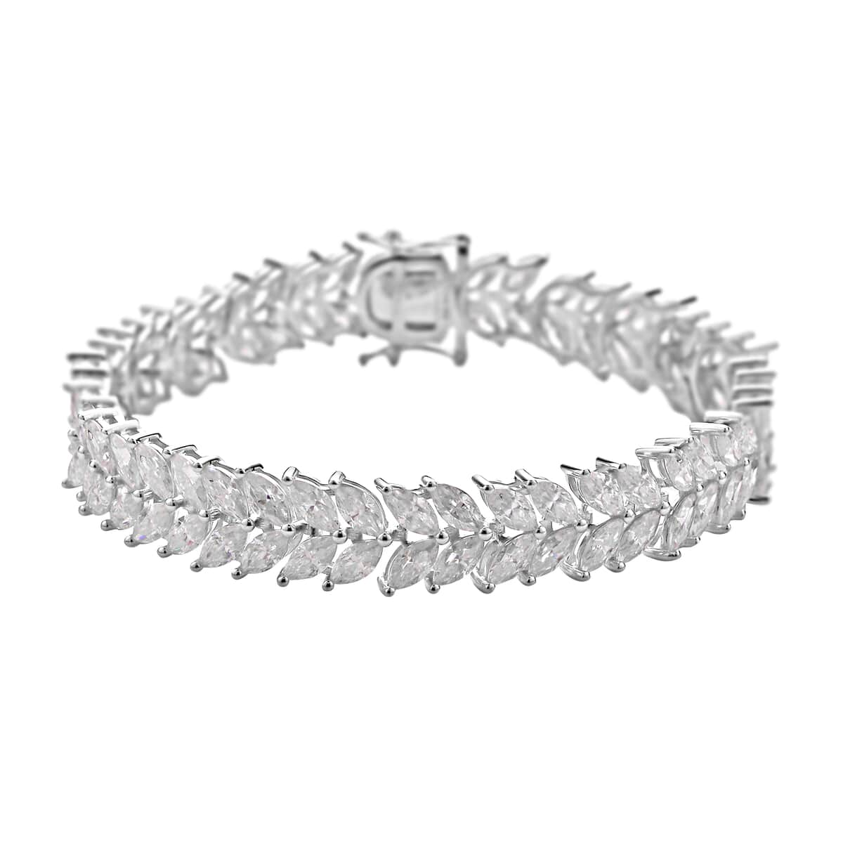 Moissanite Bracelet in Platinum Over Sterling Silver (6.50 In) 13.40 Grams 17.35 ctw image number 0