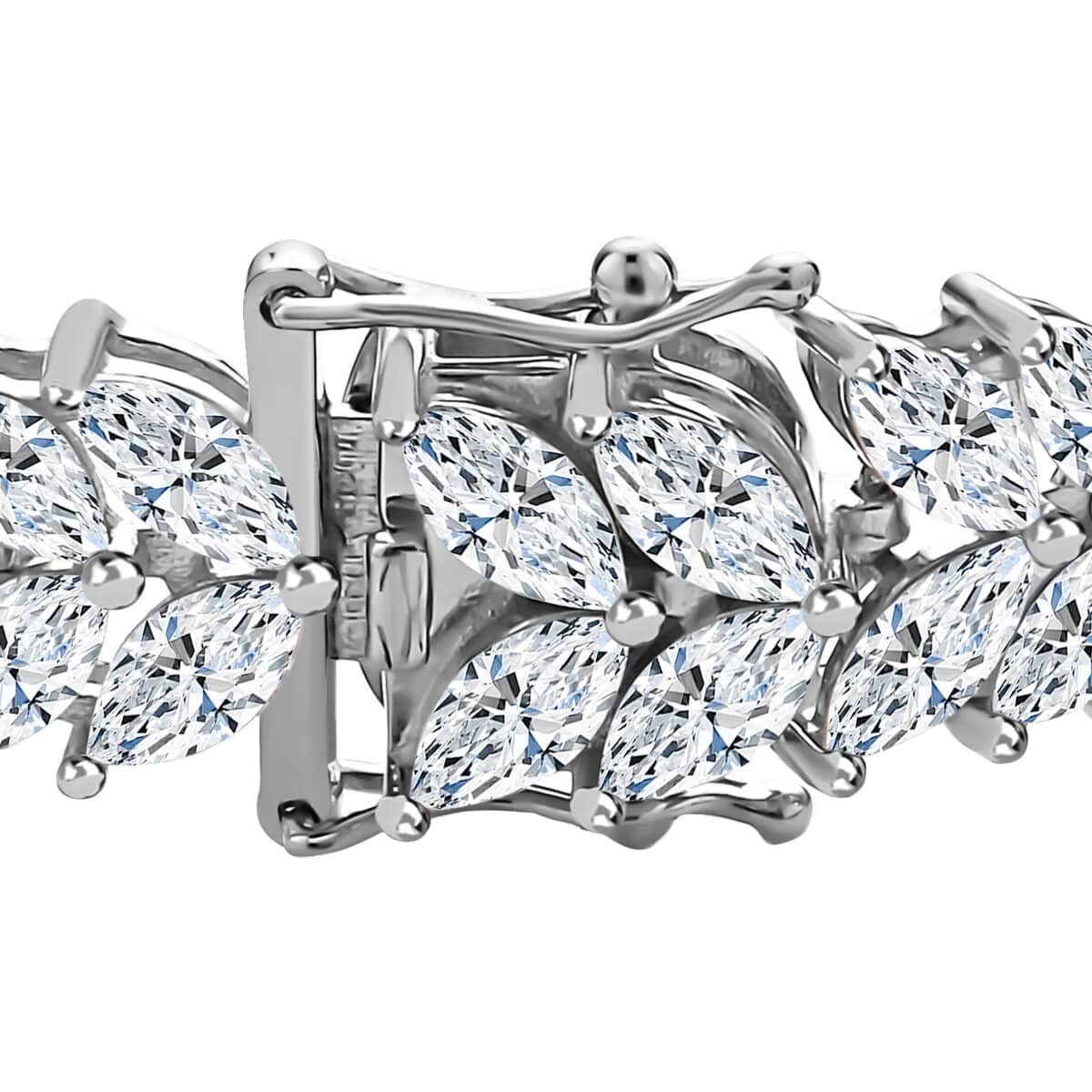 Moissanite Bracelet in Platinum Over Sterling Silver, Double Row Bracelet, Silver Bracelet, Gifts For Her (6.50 In) 17.35 ctw image number 5