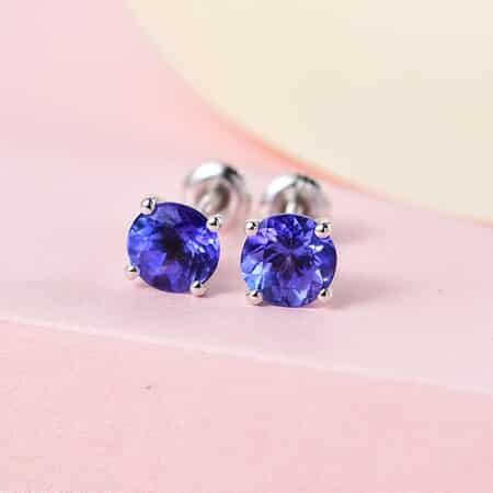 Iliana 18K White Gold AAA Tanzanite Solitaire Stud Earrings 1.60 ctw image number 1
