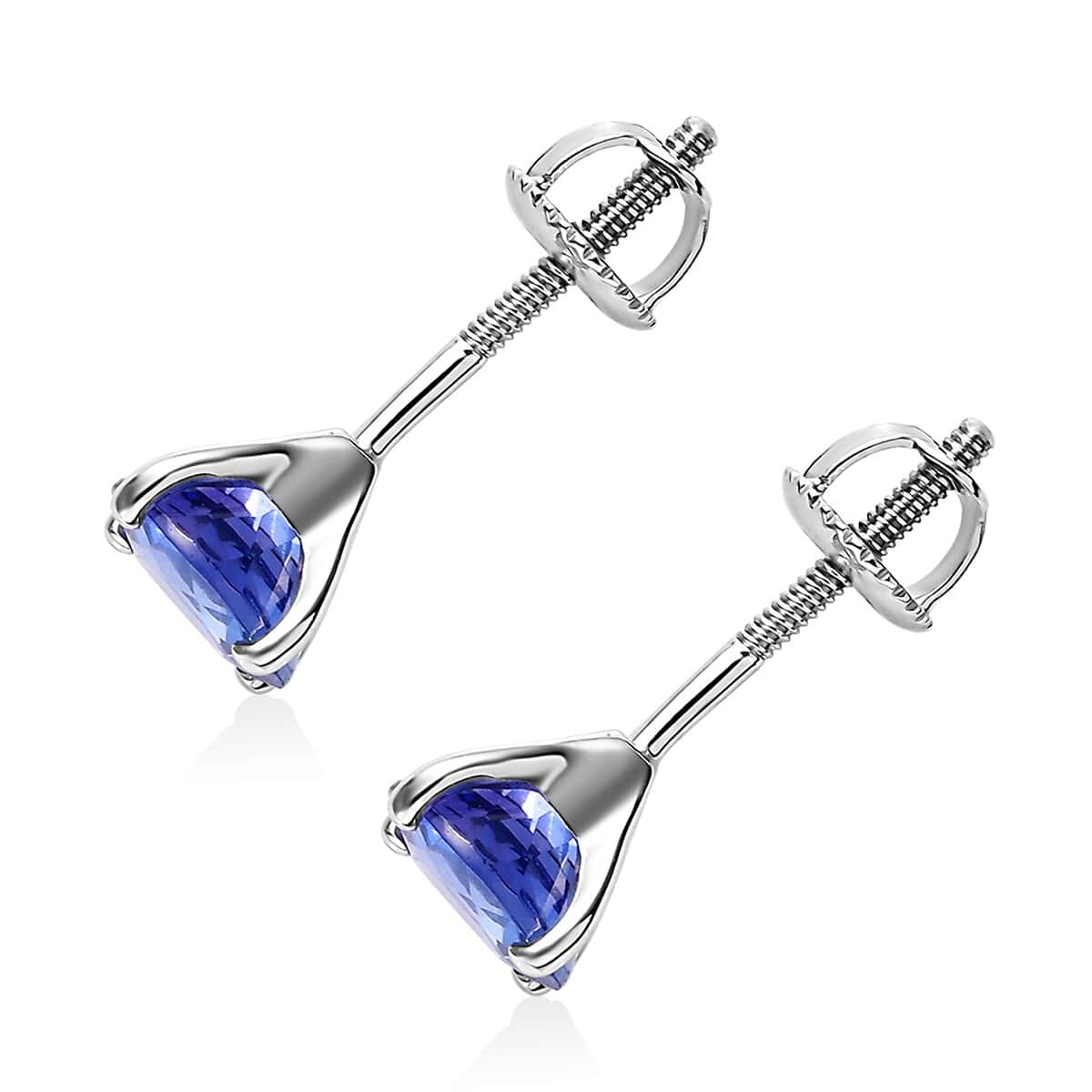 Iliana 18K White Gold AAA Tanzanite Solitaire Stud Earrings 1.60 ctw image number 3