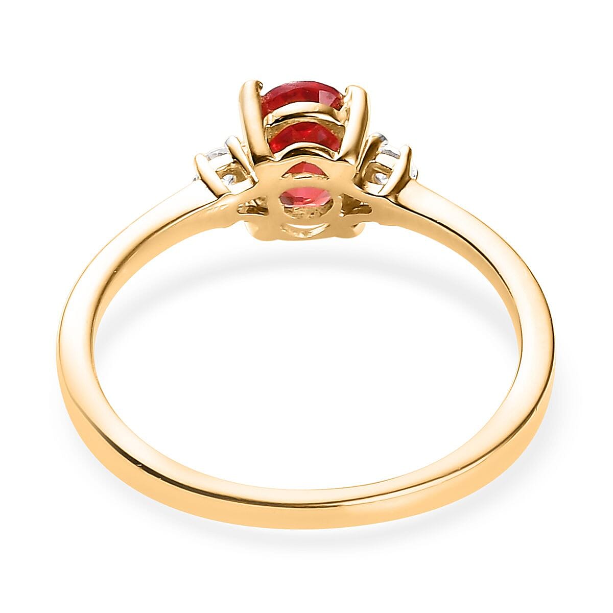 Lab Created Padparadscha Sapphire and White Zircon Ring in Vermeil Yellow Gold Over Sterling Silver (Size 10.0) 1.15 ctw
