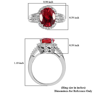 Lab Created Padparadscha Sapphire and Natural White Zircon Ring in Platinum Over Sterling Silver (Size 10.0) 6.00 ctw