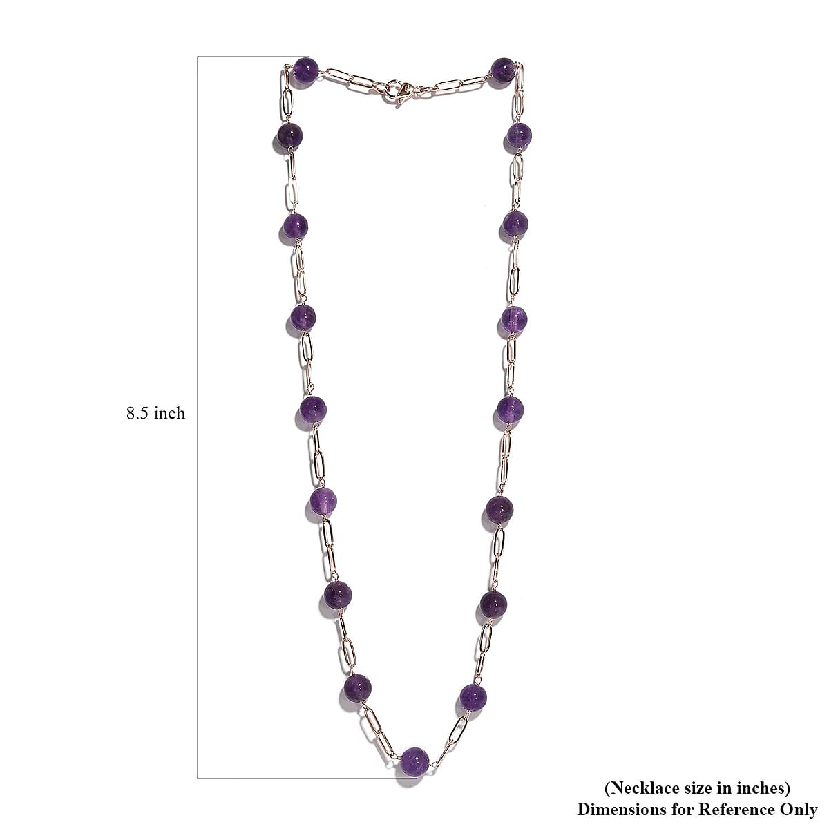 Amethyst Paper Clip Chain Station Necklace 20 Inches in ION Plated RG Stainless Steel 57.35 ctw image number 5