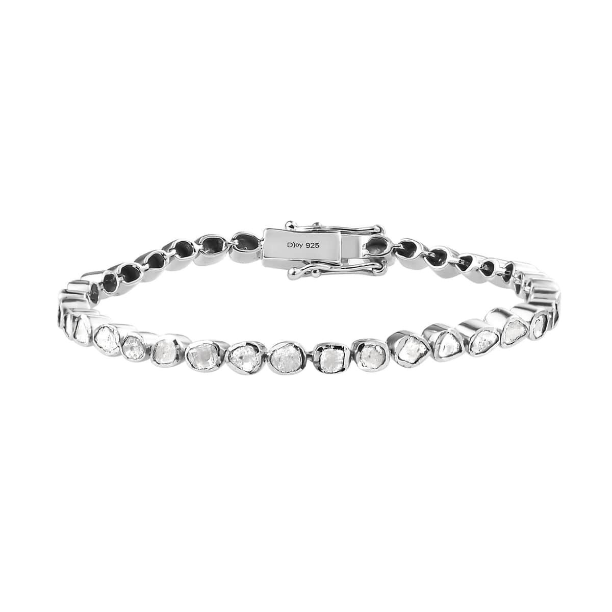 Buy Polki Diamond Tennis Bracelet in Sterling Silver (6.50 In) 1.75 ctw ...