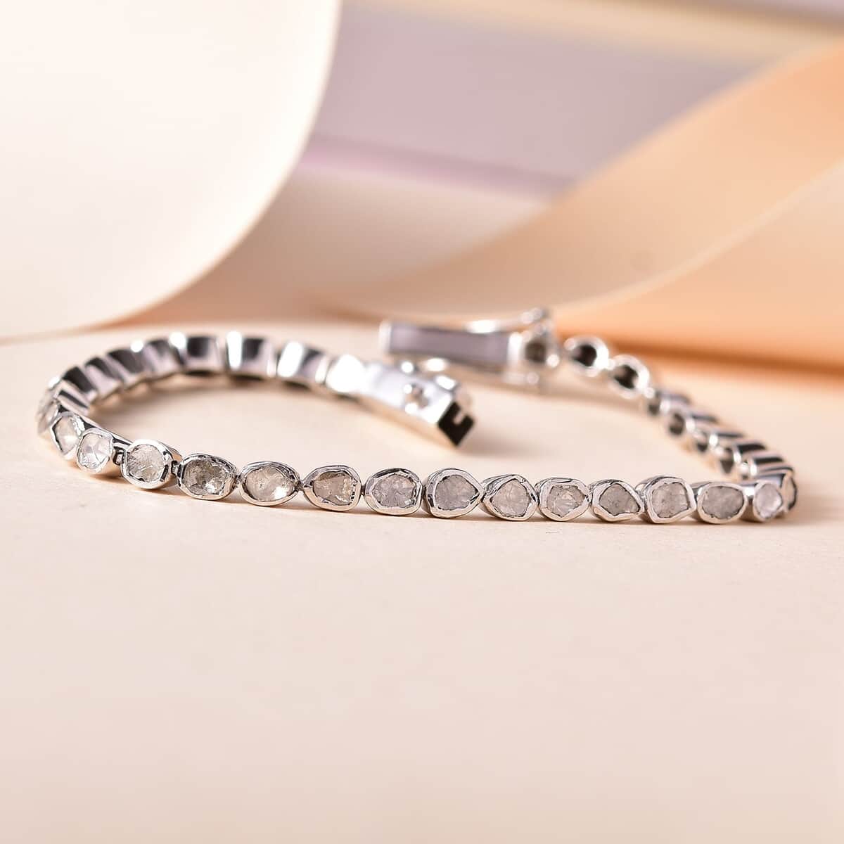 Polki Diamond Tennis Bracelet in Sterling Silver (6.50 In) 1.75 ctw image number 1