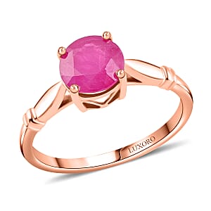 Luxoro 14K Rose Gold AAA Mozambique Ruby Solitaire Ring (Size 6.0) 1.50 ctw