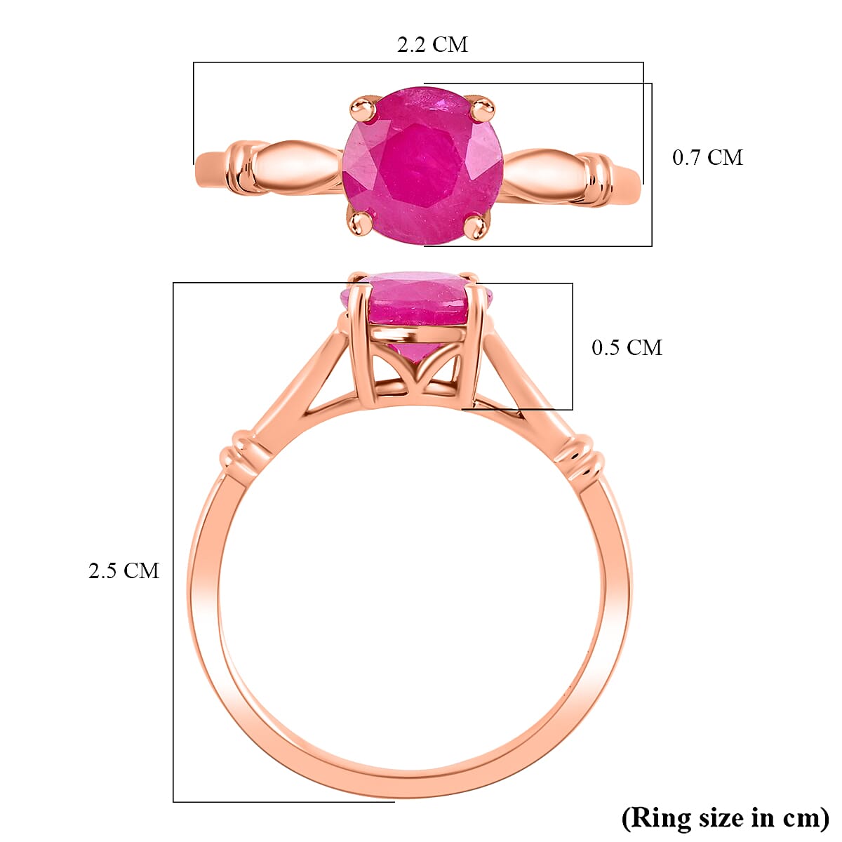 Luxoro 14K Rose Gold AAA Mozambique Ruby Solitaire Ring (Size 6.0) 1.50 ctw image number 4