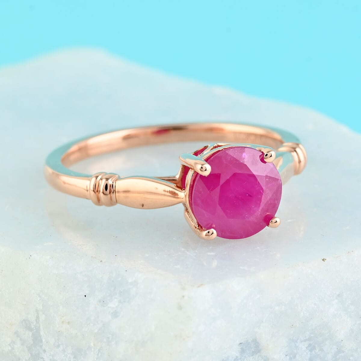 Luxoro 14K Rose Gold AAA Mozambique Ruby Solitaire Ring (Size 7.0) 1.50 ctw image number 1