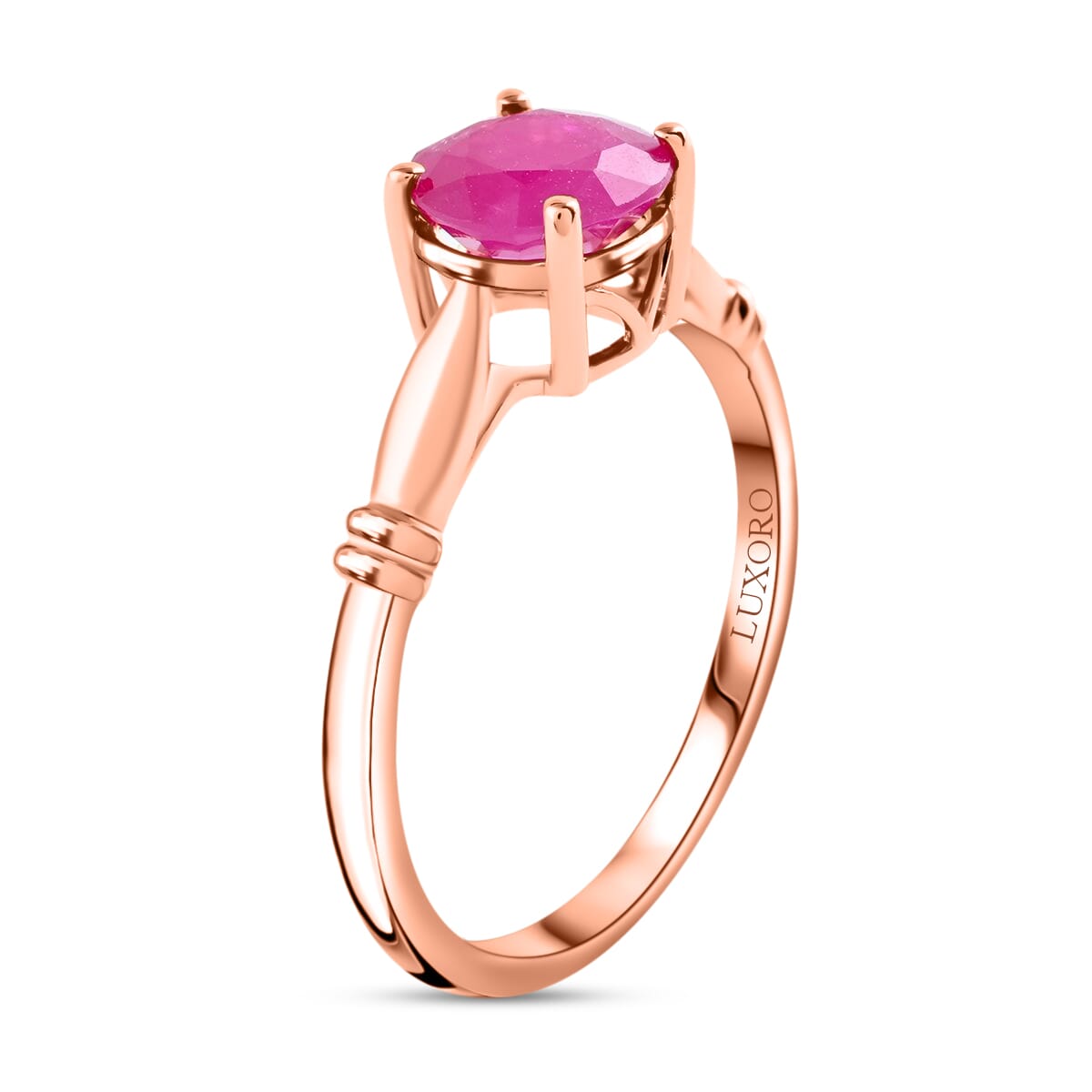 Luxoro 14K Rose Gold AAA Mozambique Ruby Solitaire Ring (Size 7.0) 1.50 ctw image number 3