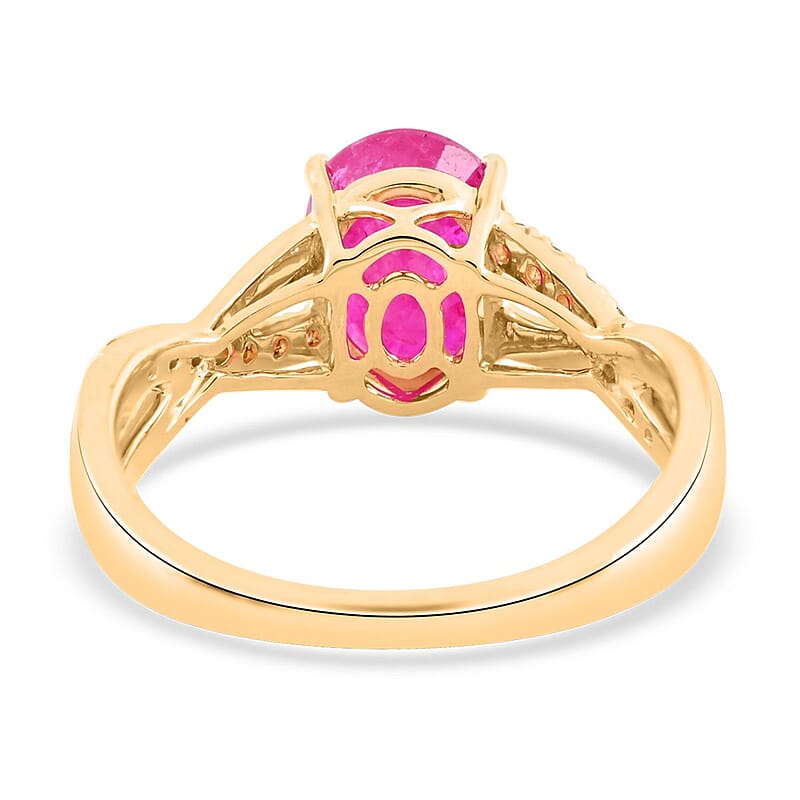 Luxoro 14K Yellow Gold AAA Mozambique Ruby and G-H I2 Diamond Ring (Size 7.0) 2.25 ctw