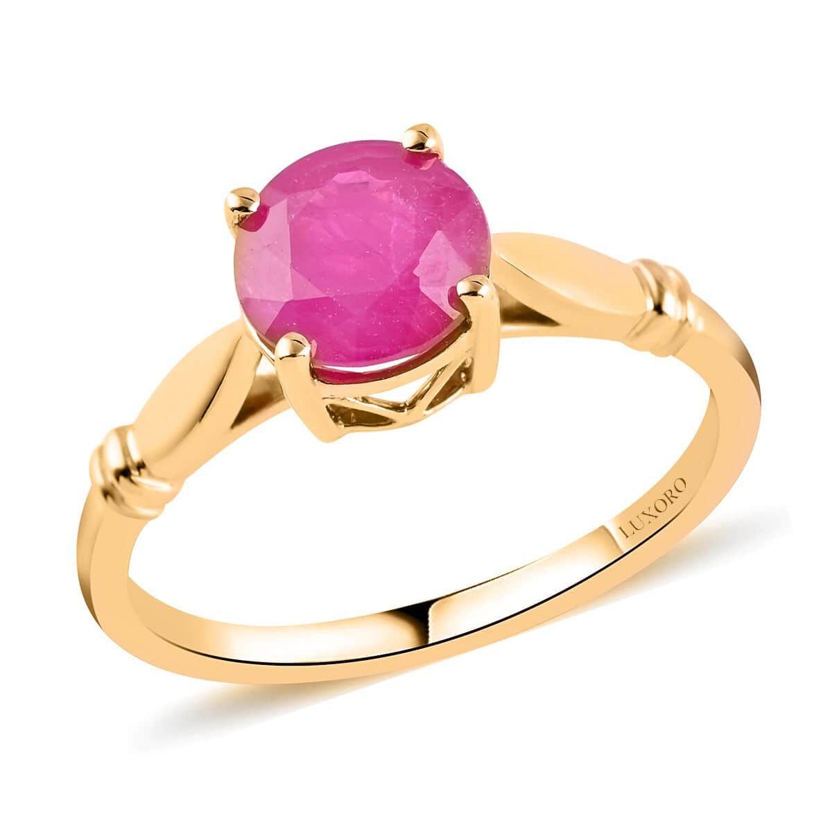 Doorbuster LUXORO 14K Yellow Gold AAA Mozambique Ruby Solitaire Ring 2.40 Grams 1.50 ctw image number 0