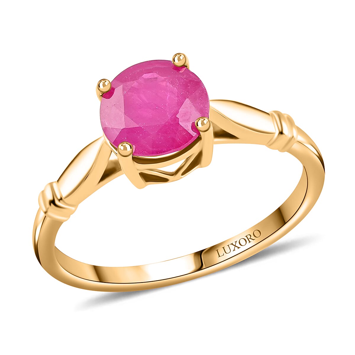 Luxoro 14K Yellow Gold AAA Mozambique Ruby Solitaire Ring (Size 8.0) 1.50 ctw image number 0