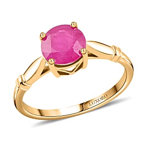 Luxoro 14K Yellow Gold AAA Mozambique Ruby Solitaire Ring (Size 8.0) 1.50 ctw