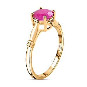 Luxoro 14K Yellow Gold AAA Mozambique Ruby Solitaire Ring (Size 9.0) 1.50 ctw