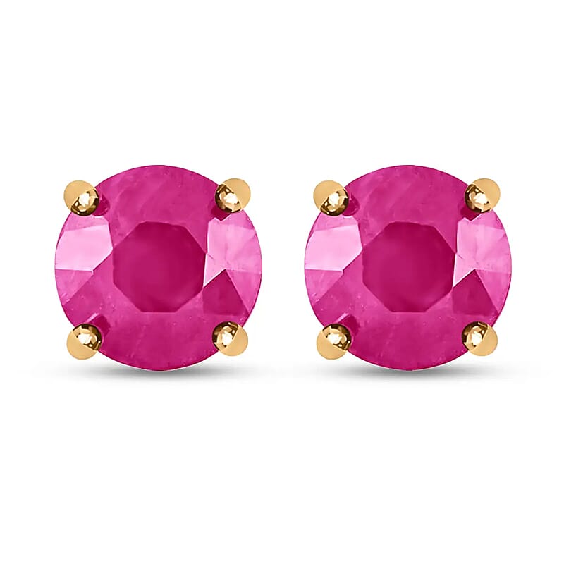Iliana AAA Ruby 2.00 ctw Earrings in 18K Yellow Gold, Gold Solitaire Earrings, Gold Studs, Weddings Gifts